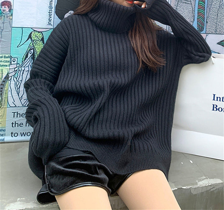 Damen Strickpullover mit hohem Kragen und lässigem Schnitt Drune