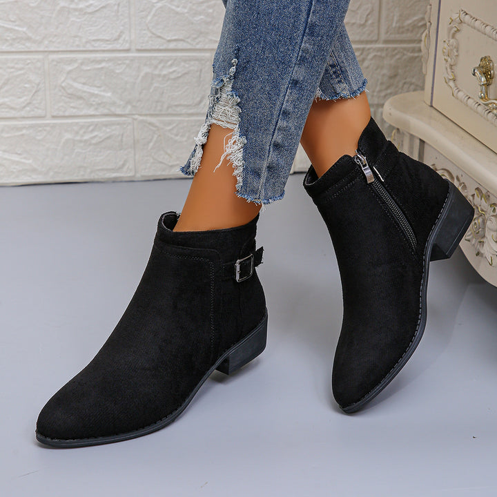 Damen Leo-Muster Ankle Boots mit Reißverschluss und Blockabsatz Drune