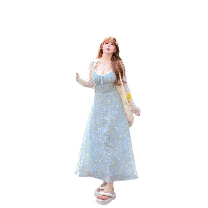 Damen Blütenmuster Mini-Kleid mit Puffärmeln Drune