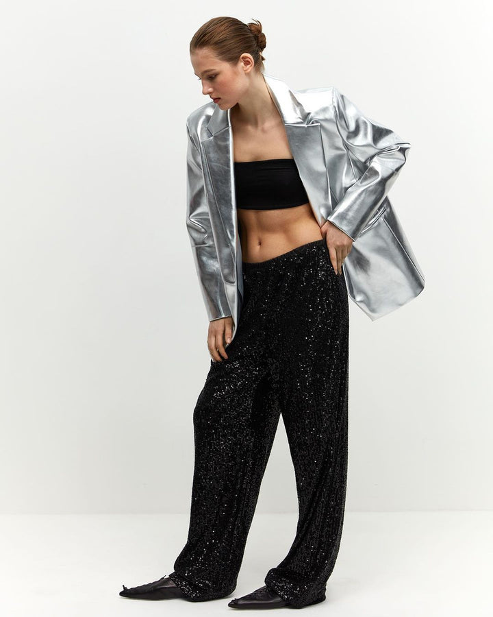 Damen Glitzernde Palazzo-Hose Drune