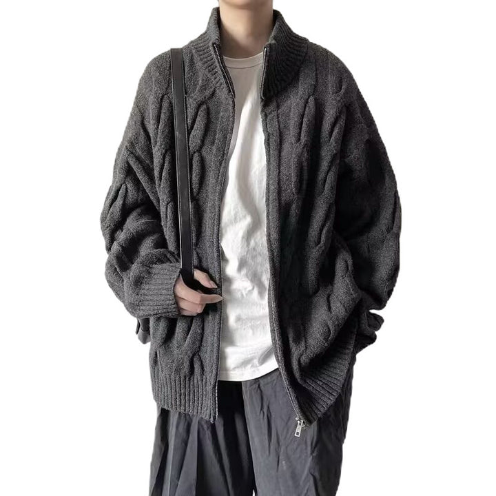 Damen Grobstrickjacke mit hohem Kragen Drune