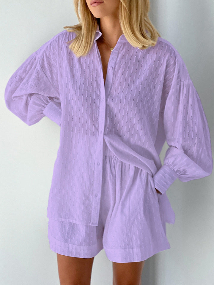 Damen lässige Bluse mit strukturiertem Gewebedesign Drune