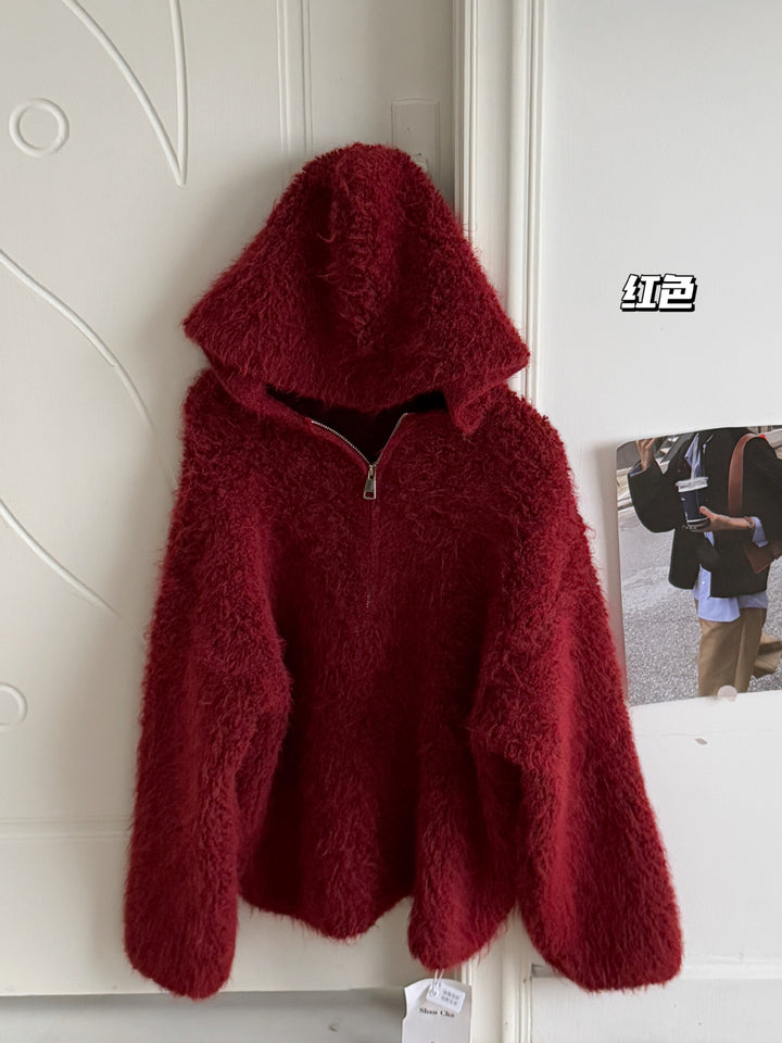 Damen Flauschiger Kapuzenpullover Drune