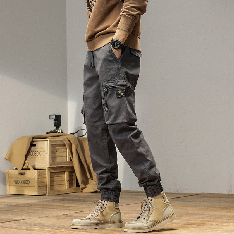 Herren funktionale Cargo-Jogginghose mit elastischem Bund und Reißverschluss-Taschen Drune