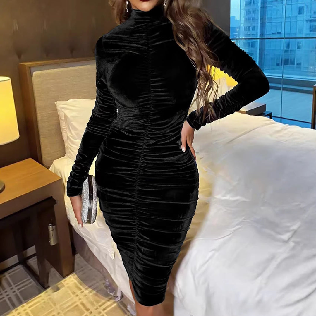 Damen Elegantes figurbetontes Samtkleid Drune