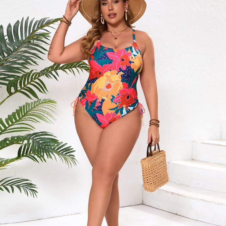 Damen Badeanzug mit floralem Design und regulierbaren Seiten Drune