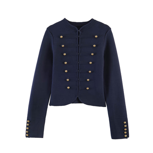 Damen Militärisch inspirierte Kurzjacke mit goldener Zierknopfleiste Drune