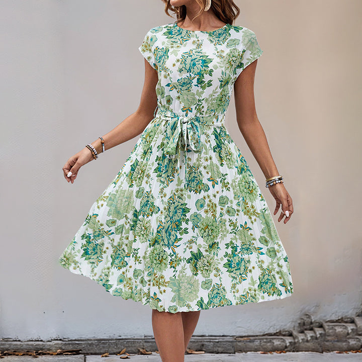 Damen Midikleid mit asymmetrischem Saum und dekorativem Bindegürtel Drune