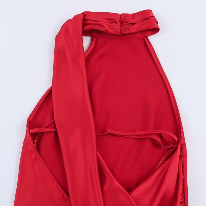 Damen Lange Abendrobe mit elegantem Kragen und Spitzenakzenten Drune