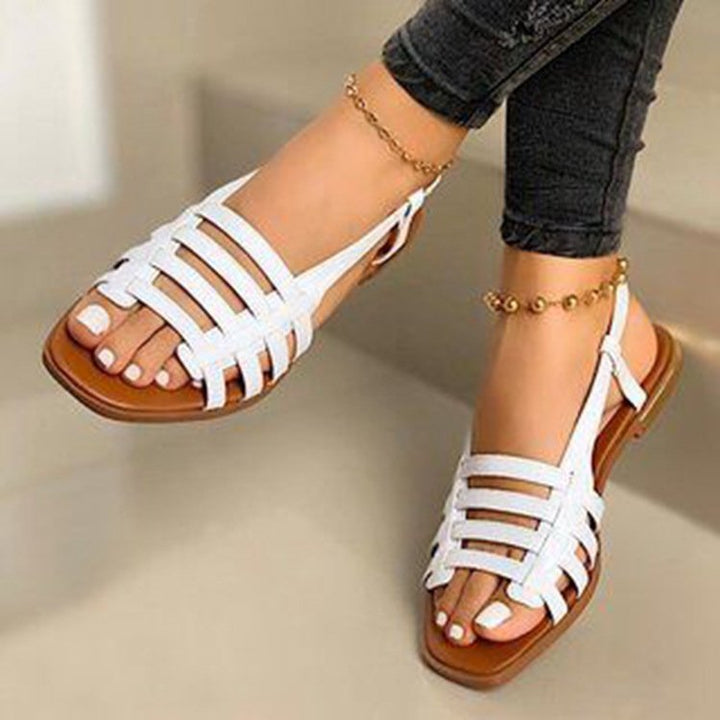 Damen Geflochtene Riemchen‑Slingback‑Sandalen mit quadratischer Zehenpartie und flacher Laufsohle Drune