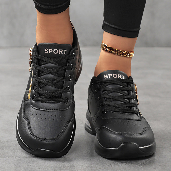 Damen Sportliche Plateausneaker mit Luftkissen und seitlichem Reißverschluss Drune