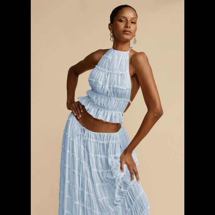 Drune | Neckholder Spitzenweste langes Kleid Set