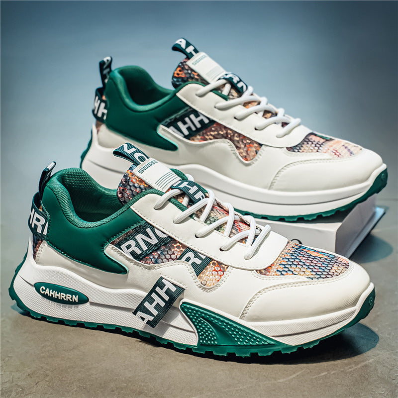 Unisex Plateau-Chunky-Sneaker mit Reptilprägung, gepolstertem Schaft und stoßdämpfender EVA-Zwischensohle Drune