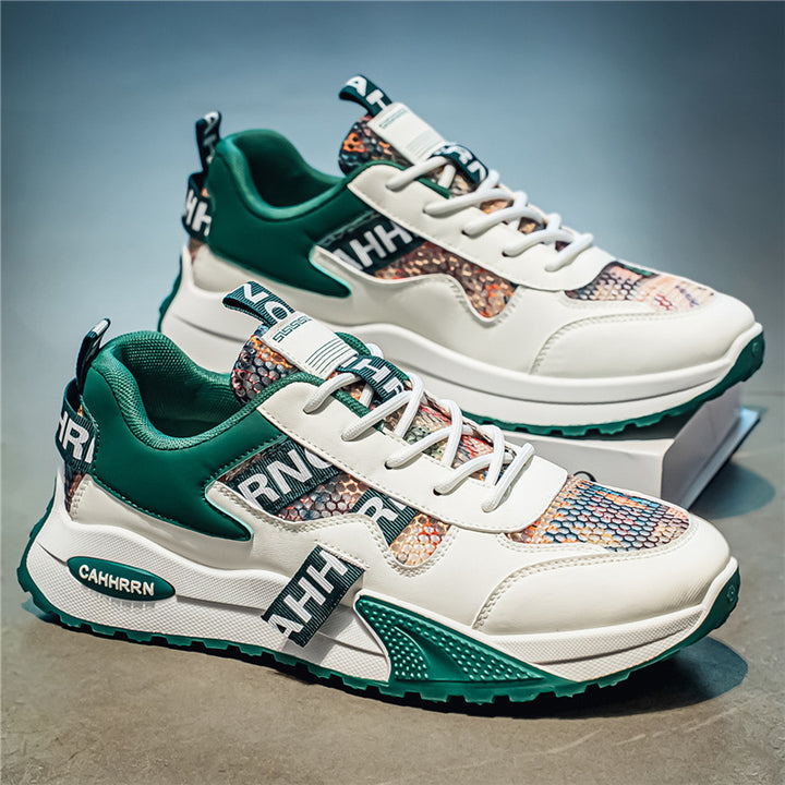 Unisex Plateau-Chunky-Sneaker mit Reptilprägung, gepolstertem Schaft und stoßdämpfender EVA-Zwischensohle Drune
