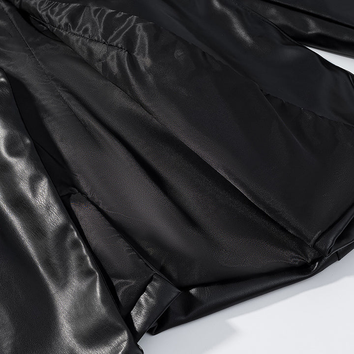 Damen elegante Longblazer aus hochwertigem Kunstleder Drune
