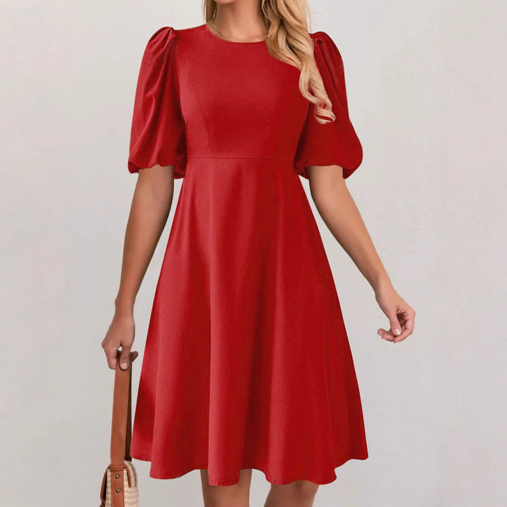 Damen A-Linien Kleid mit voluminösen Puffärmeln Drune