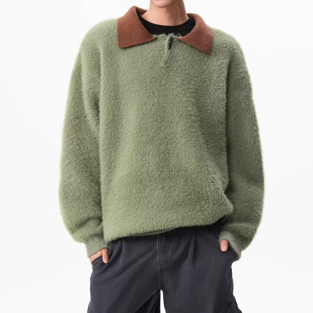 Herren Moderner Grobstrickpullover mit Stehkragen Drune