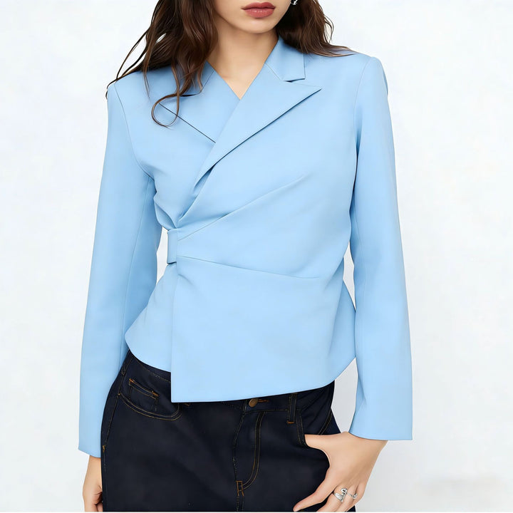 Damen Taillierter Wickel-Blazer mit drapierter Peplum-Silhouette Drune