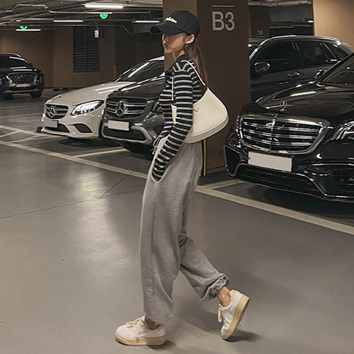 Damen komfortable, weit geschnittene Sweatpants mit elastischem Bund Drune