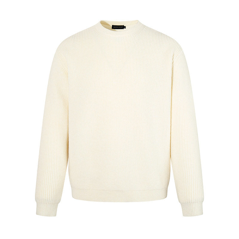 Herren Feinstrickpullover mit Rundhalsausschnitt und geripptem Strukturstrick Drune