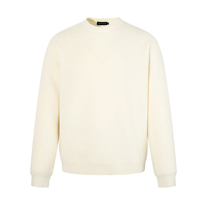 Herren Feinstrickpullover mit Rundhalsausschnitt und geripptem Strukturstrick Drune
