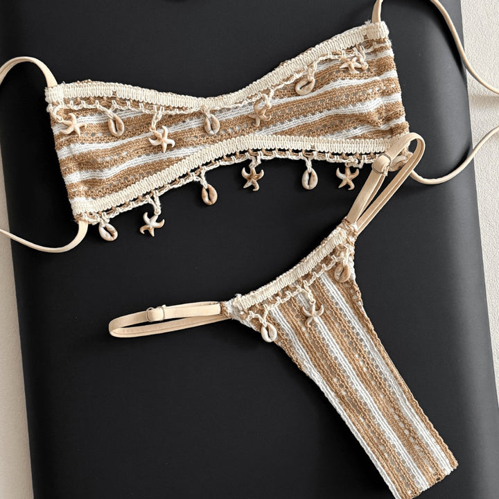 Damen Bandeau-Bikini mit einzigartigen Verzierungen Drune