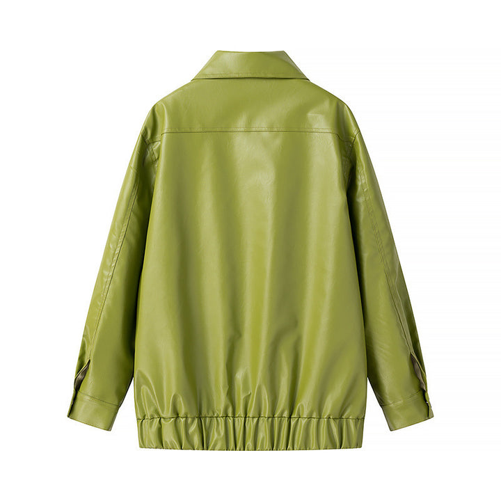 Damen Lässige Kunstlederjacke mit praktischen Taschen und modernem Design Drune