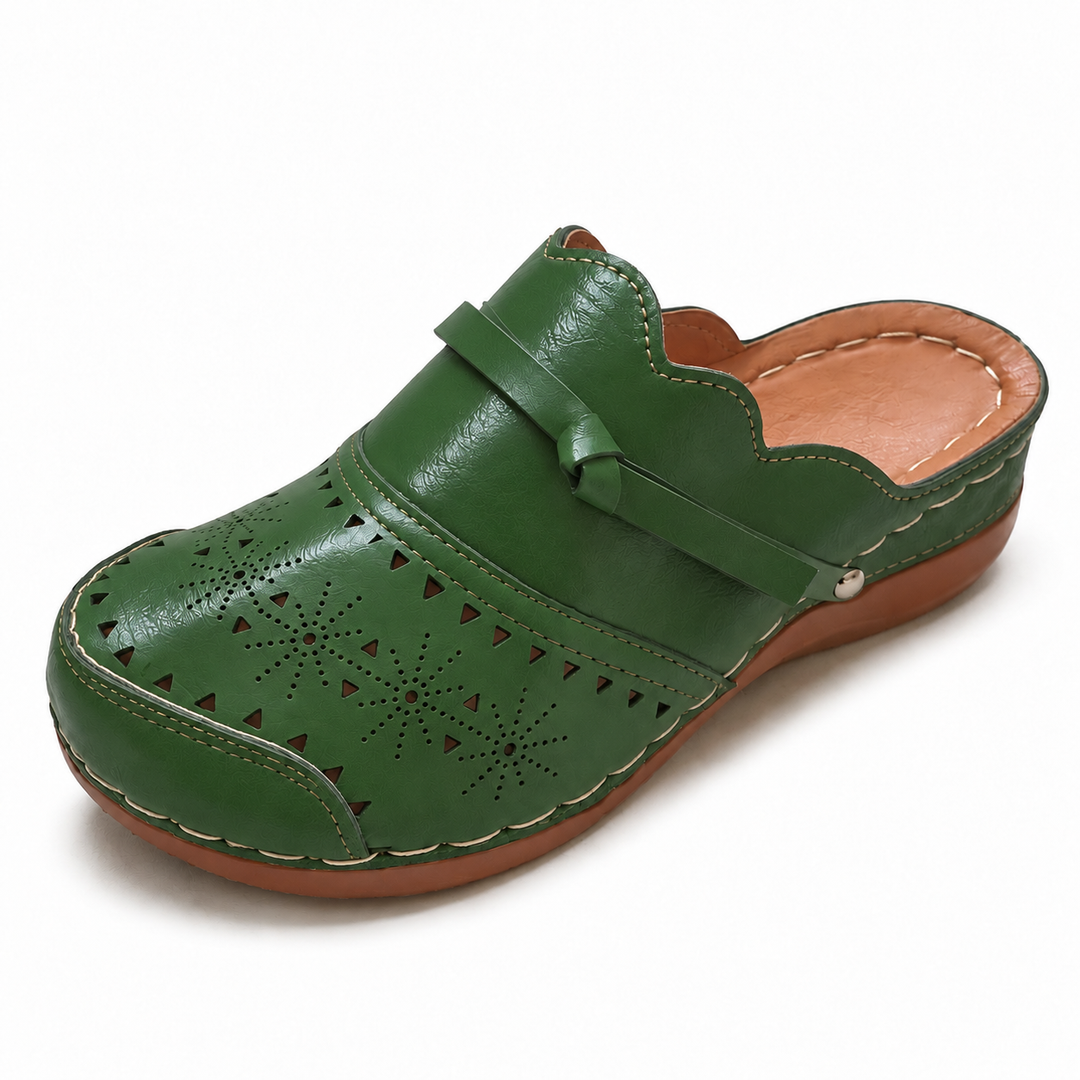 Damen Komfortable Clogs mit filigranem Durchbruchdesign und elegantem Riemen Drune