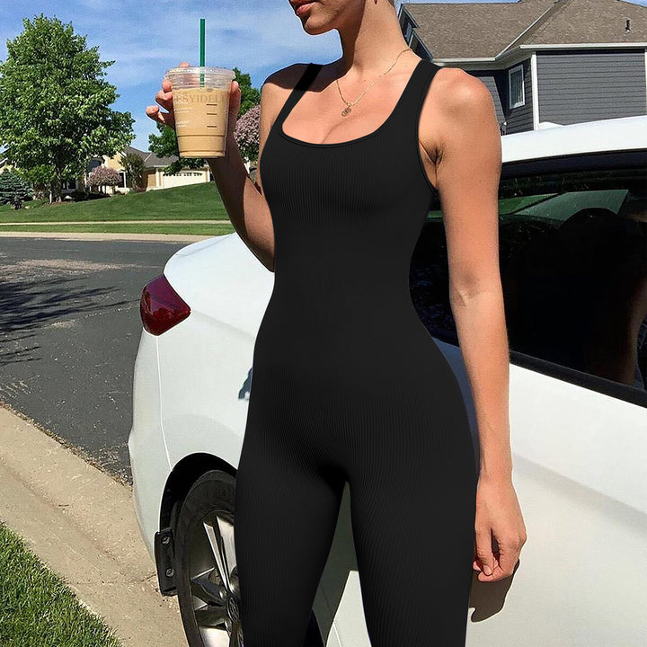 Damen Figurbetonter Jumpsuit mit Rippenstruktur Drune