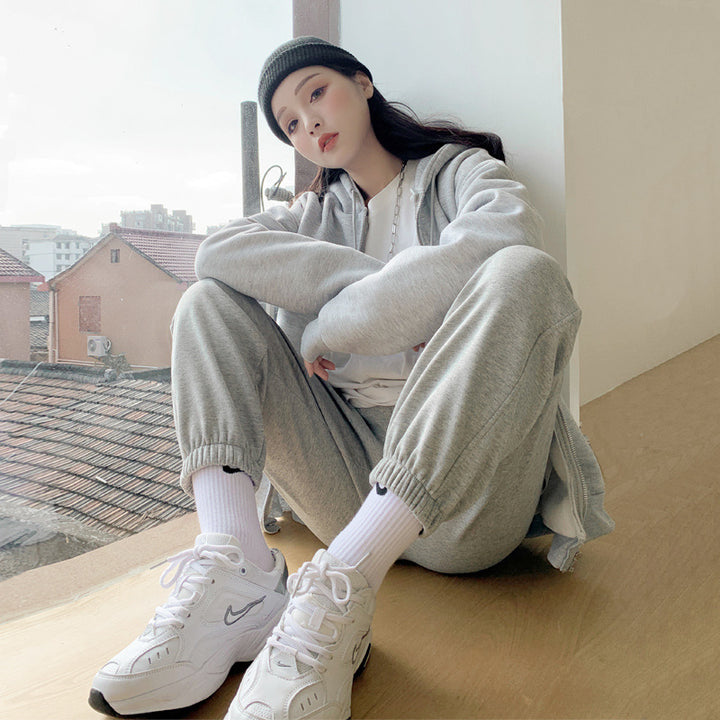 Damen bequeme Sporthose mit elastischem Bund und modernen Details Drune