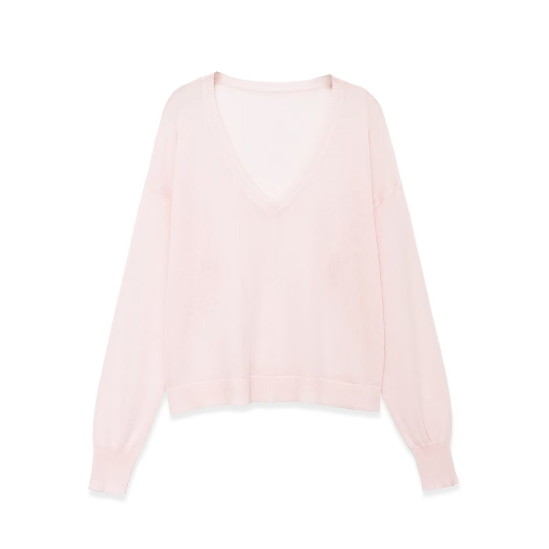 Damen Oversize V-Ausschnitt Feinstrickpullover mit überschnittenen Schultern Drune