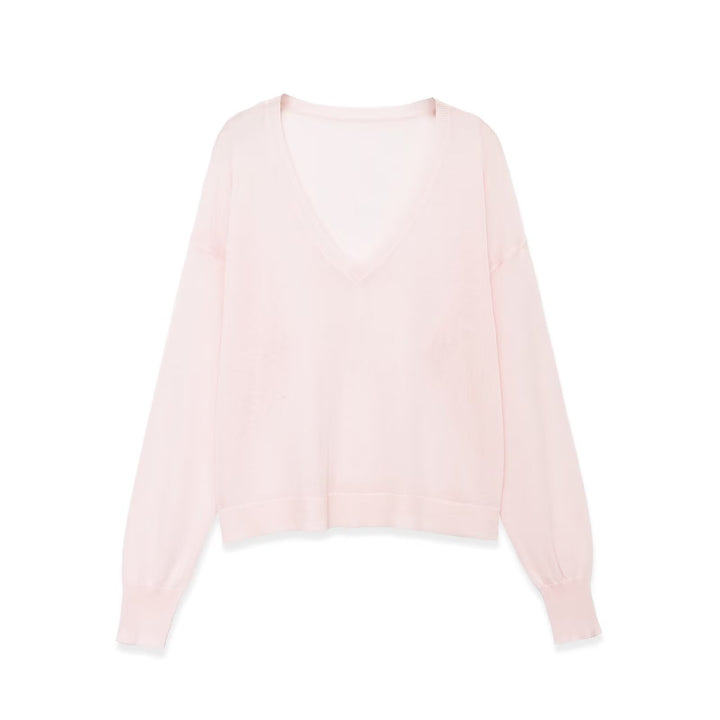 Damen Oversize V-Ausschnitt Feinstrickpullover mit überschnittenen Schultern Drune