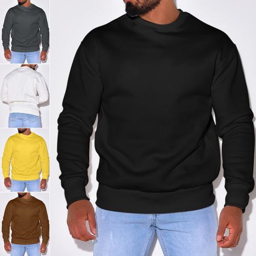 Herren Lässiges Rundhals-Sweatshirt mit Rippbündchen Drune