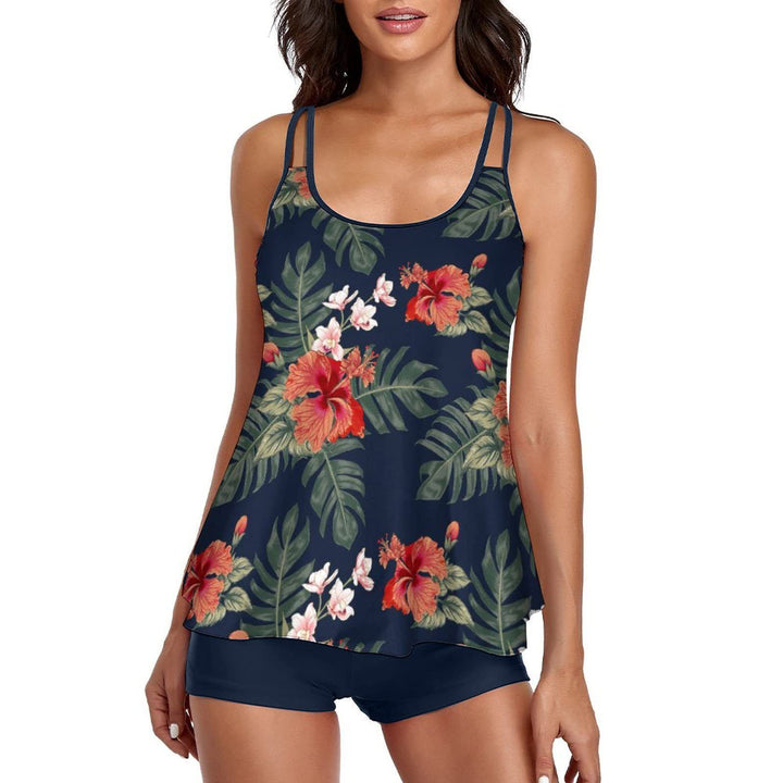 Damen Sport Tankini mit floralem Musterdruck und bequemen Shorts Drune
