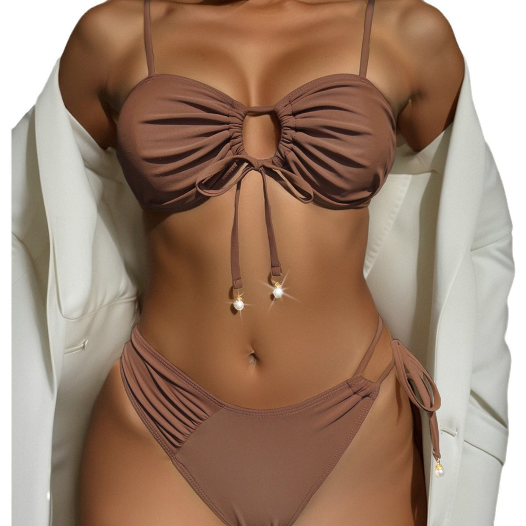 Damen Push-Up Bikini mit dekorativen Details und verstellbaren Trägern Drune