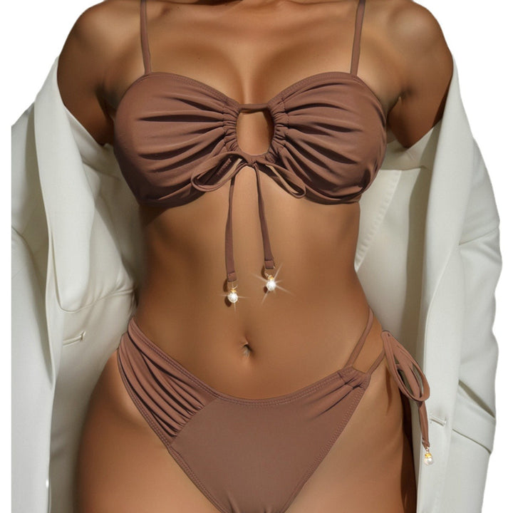 Damen Push-Up Bikini mit dekorativen Details und verstellbaren Trägern Drune