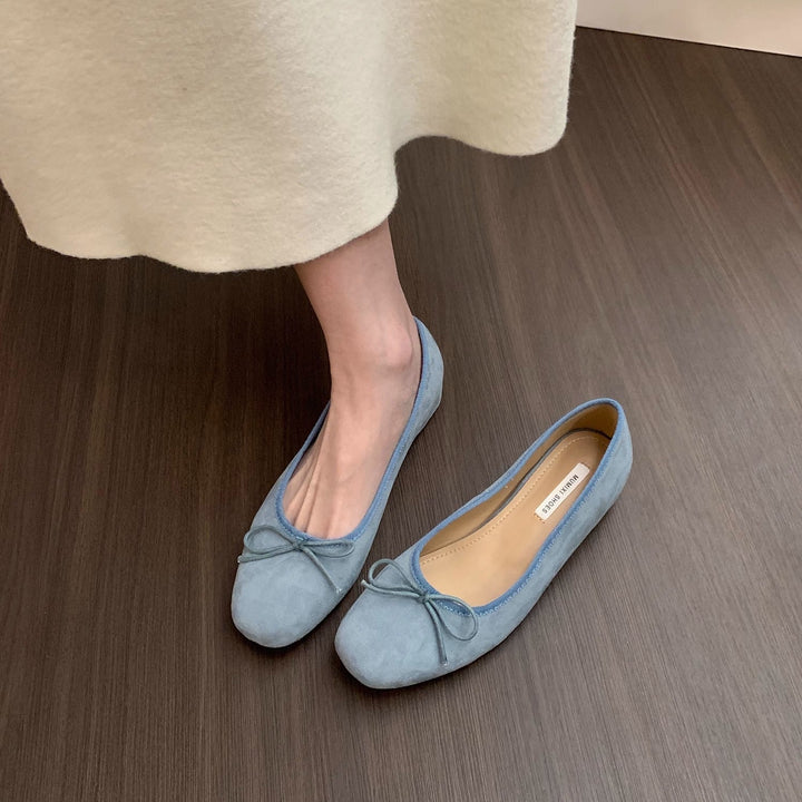 Damen Ballerinas aus hochwertigem Wildleder mit dekorativer Schleife Drune