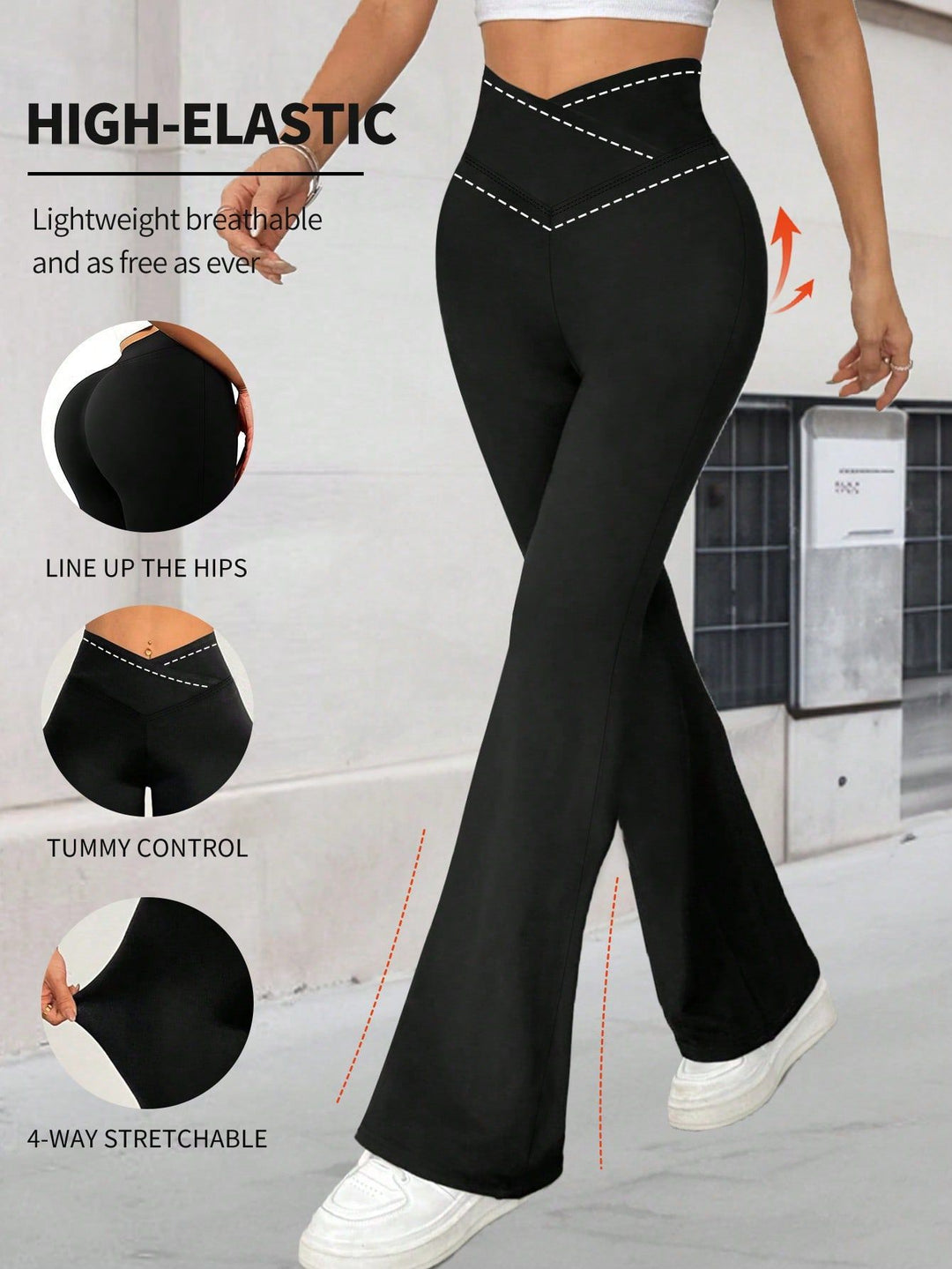 Damen Hochgeschnittene Yoga-Leggings mit Bauchkontrolle und 4-Wege-Stretch Drune