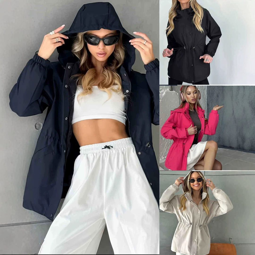 Damen Kapuzen-Parka mit Taillenzug und windabweisender Außenhülle Drune