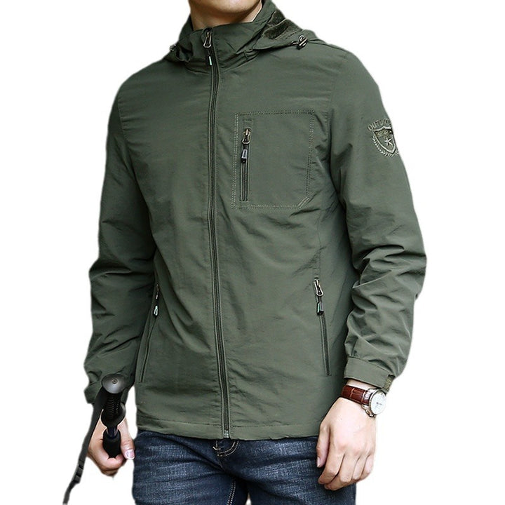 Herren Winddichte Softshell-Thermojacke mit Fleece-Innenfutter und Kapuze Drune