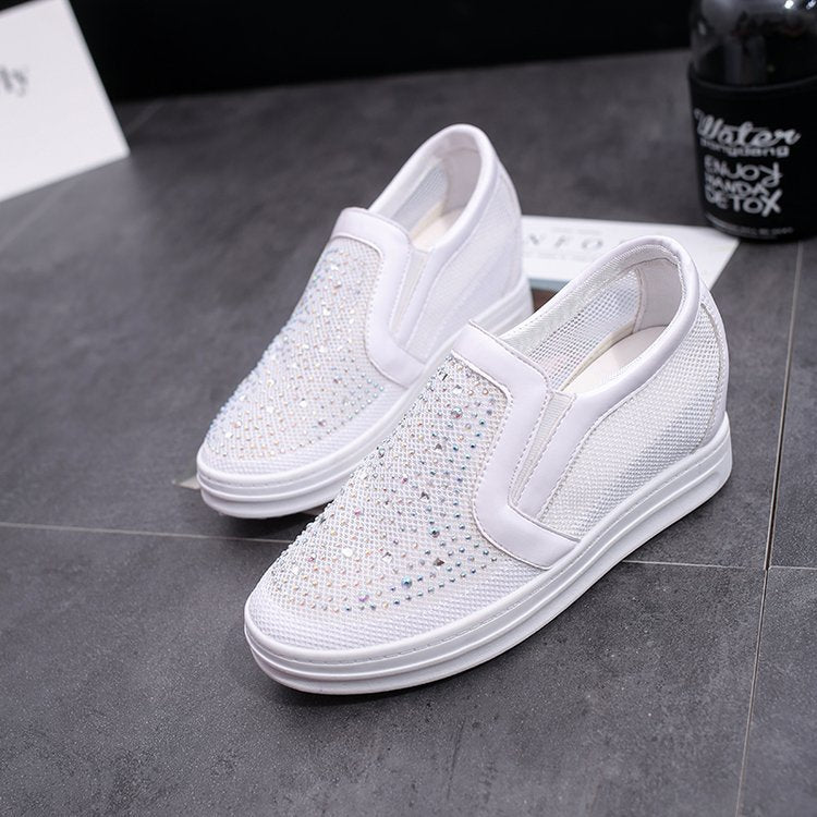 Damen Keil-Sneaker mit Glitzersteinen und atmungsaktivem Mesh Drune