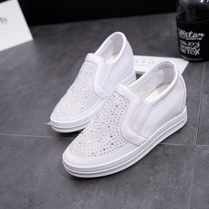 Damen Keil-Sneaker mit Glitzersteinen und atmungsaktivem Mesh Drune