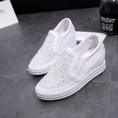 Damen Keil-Sneaker mit Glitzersteinen und atmungsaktivem Mesh Drune