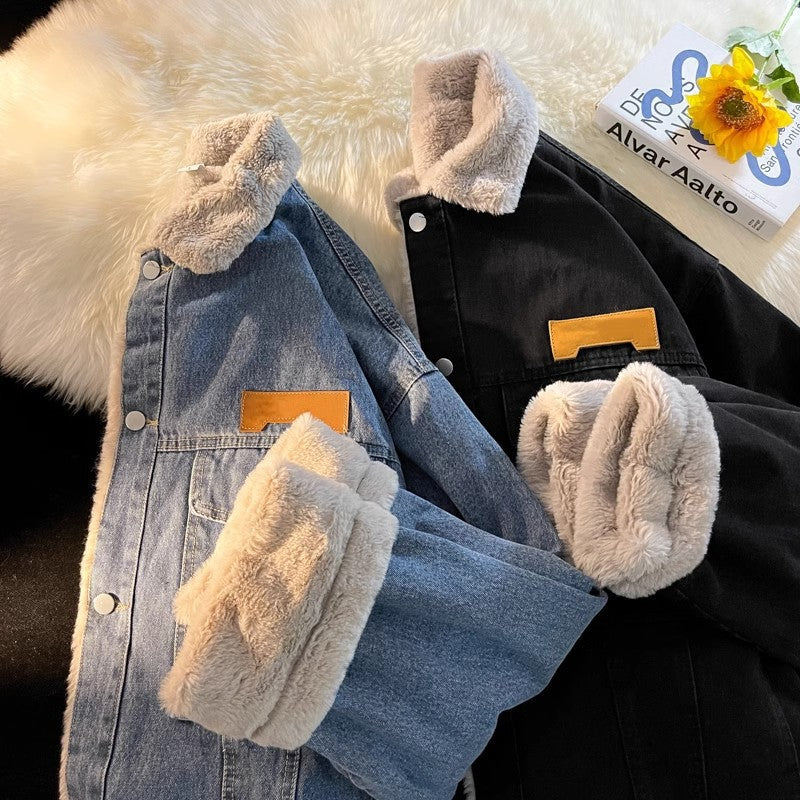 Damen Weiche Fleece-gefütterte Denimjacke Drune