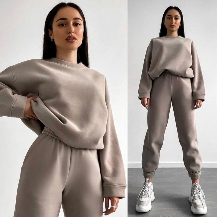 Damen gemütlicher Sweatanzug mit elastischem Bund und bequemer Passform Drune