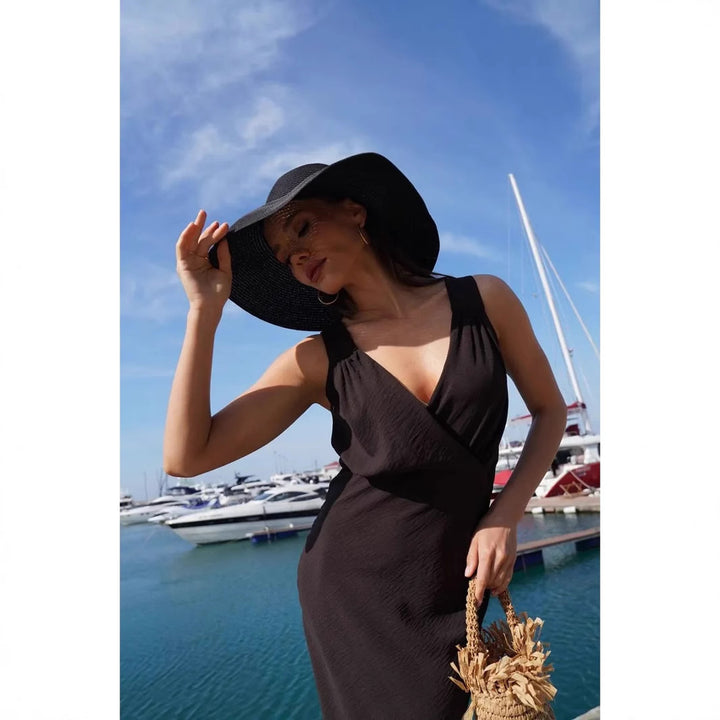 Damen Maxikleid mit schickem Wickeldesign und raffinierter Drapierung Drune