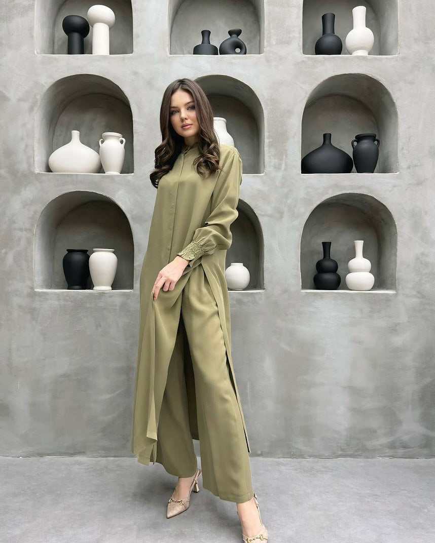 Damen Elegantes Hemdkleid mit verspieltem Saum Drune