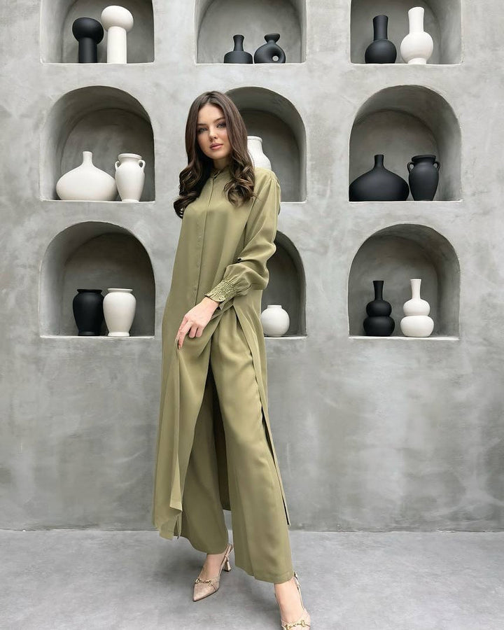 Damen Elegantes Hemdkleid mit verspieltem Saum Drune