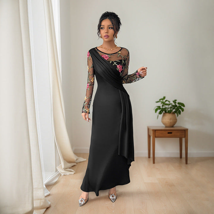 Damen Elegantes Wickelkleid mit floralem Mesh-Detail Drune