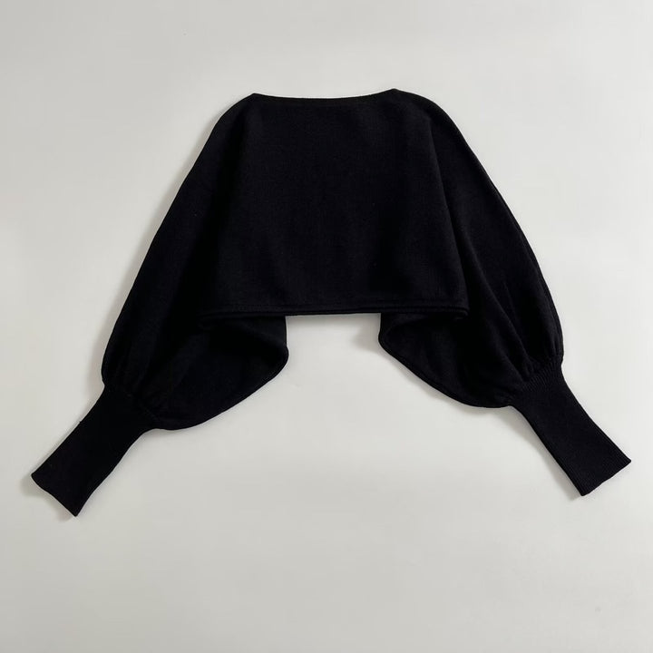 Damen Cropped-Bolero mit weiten Fledermausärmeln und langen Rippenbündchen Drune